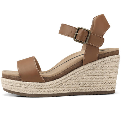 Women's Orthopedic Wedge Sandals: Arch Support Genuine Leather Platform Espadrilles - Comfortable Open Toe Casual Summer Sandals