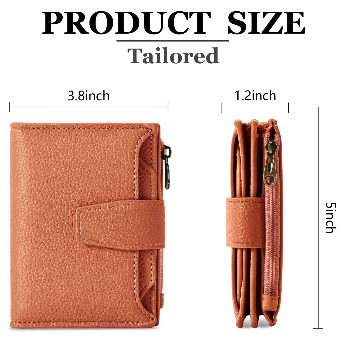 Airkit Small Wallet Women RFID Blocking Soft Leather Bifold Compact Card Holder Wallet for Women with Zipper Coin Pocket 4 ID Window