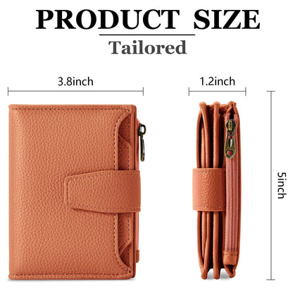 Airkit Small Wallet Women RFID Blocking Soft Leather Bifold Compact Card Holder Wallet for Women with Zipper Coin Pocket 4 ID Window