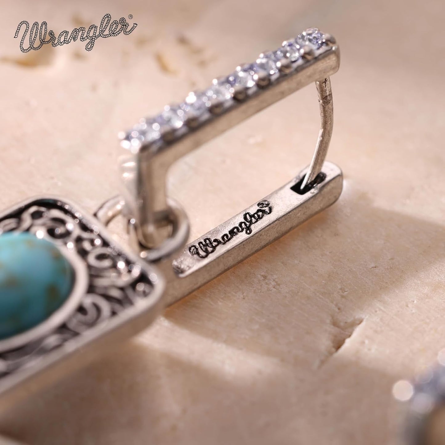 Wrangler Couture Turquoise Jewelry for Women, Square Turquoise Earrings | 14K Gold & Silver Plating, Western Jewelry, Western Country Earrings with Gift Box