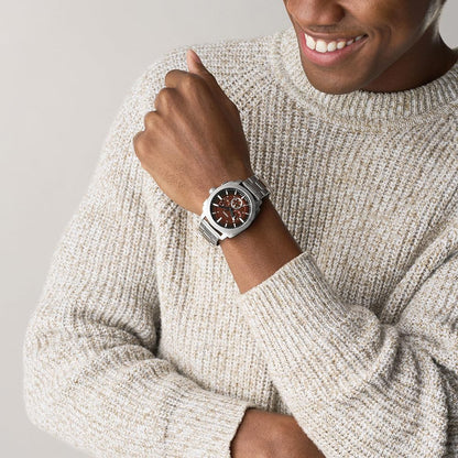 Fossil Men's Watch, Machine Stainless Steel Chronograph Watch for Men