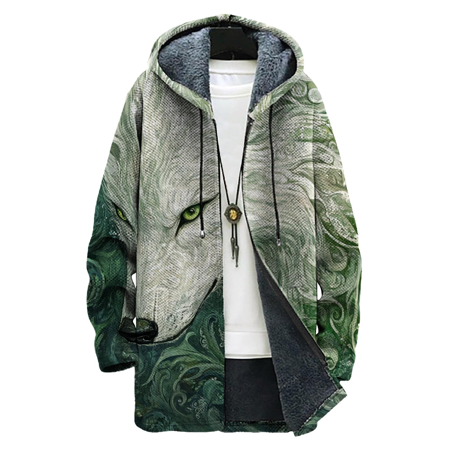 domirica Mens Hooded Cardigan Japanese Art Zip Up Long Sleeve Sweater Hoodie Dragon Print Coat with Pockets