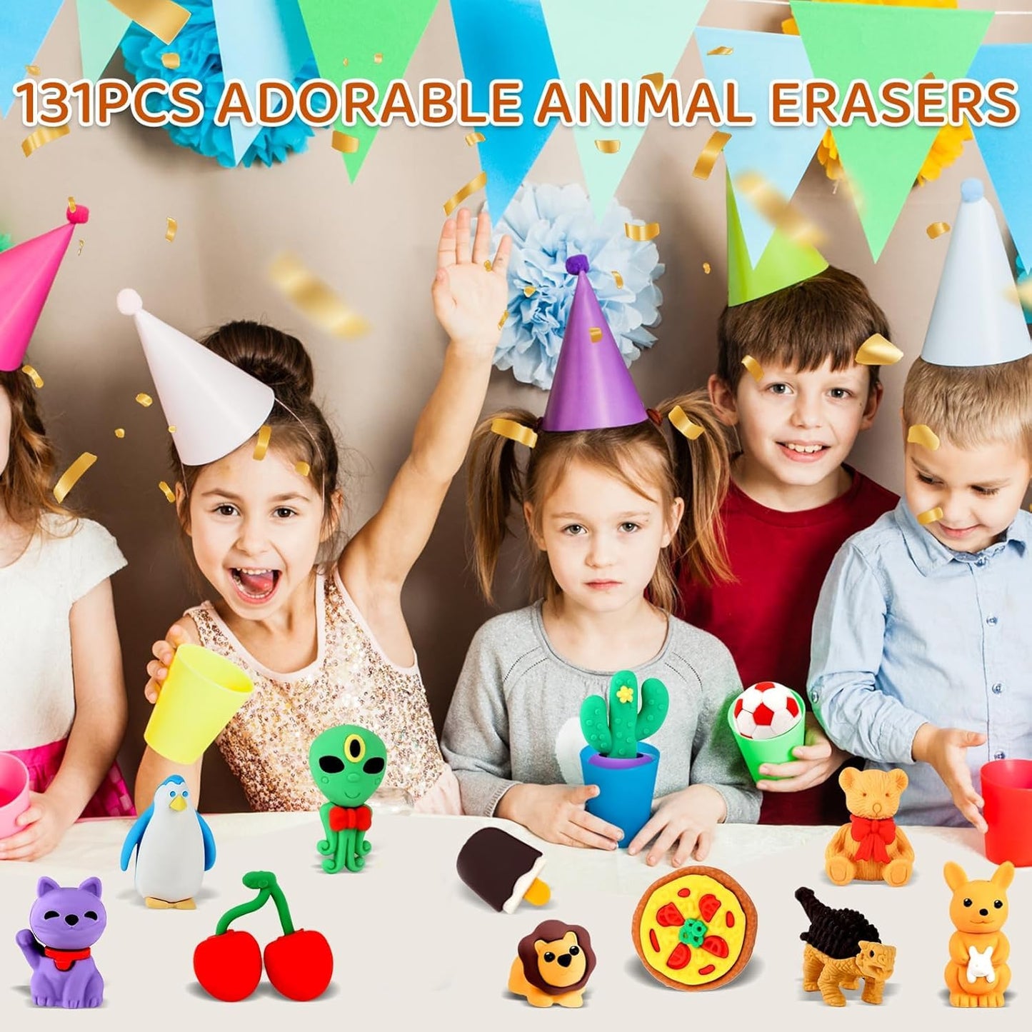 URSKYTOUS 60Pcs Animal Erasers Desk Pets for Kids,Classroom Prizes | Bulk Puzzle Erasers Toys,Party Favors,Back to School,Treasure Chest,Goodie Bag Stuffers,Easter Egg Fillers,Stocking Stuffers