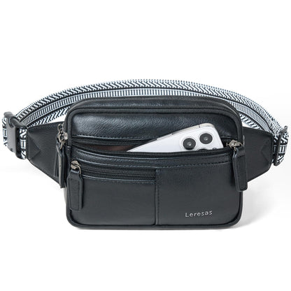 Leresas Fanny Packs for Women Vegan Leather Belt Bag Chic Cross Body Waist Pack Waist Purse for Travel Hiking Running Brown
