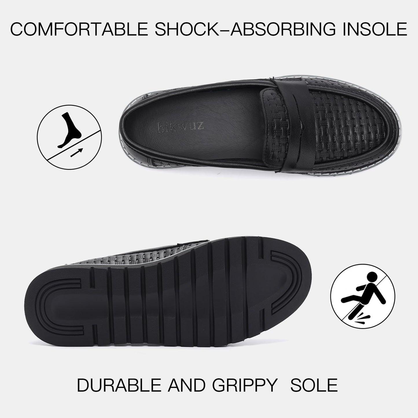 Women's Penny Loafers Leather Dress Shoes Comfortable Non-Slip Flats Soft Slip-on Walking Shoes Driving for Women