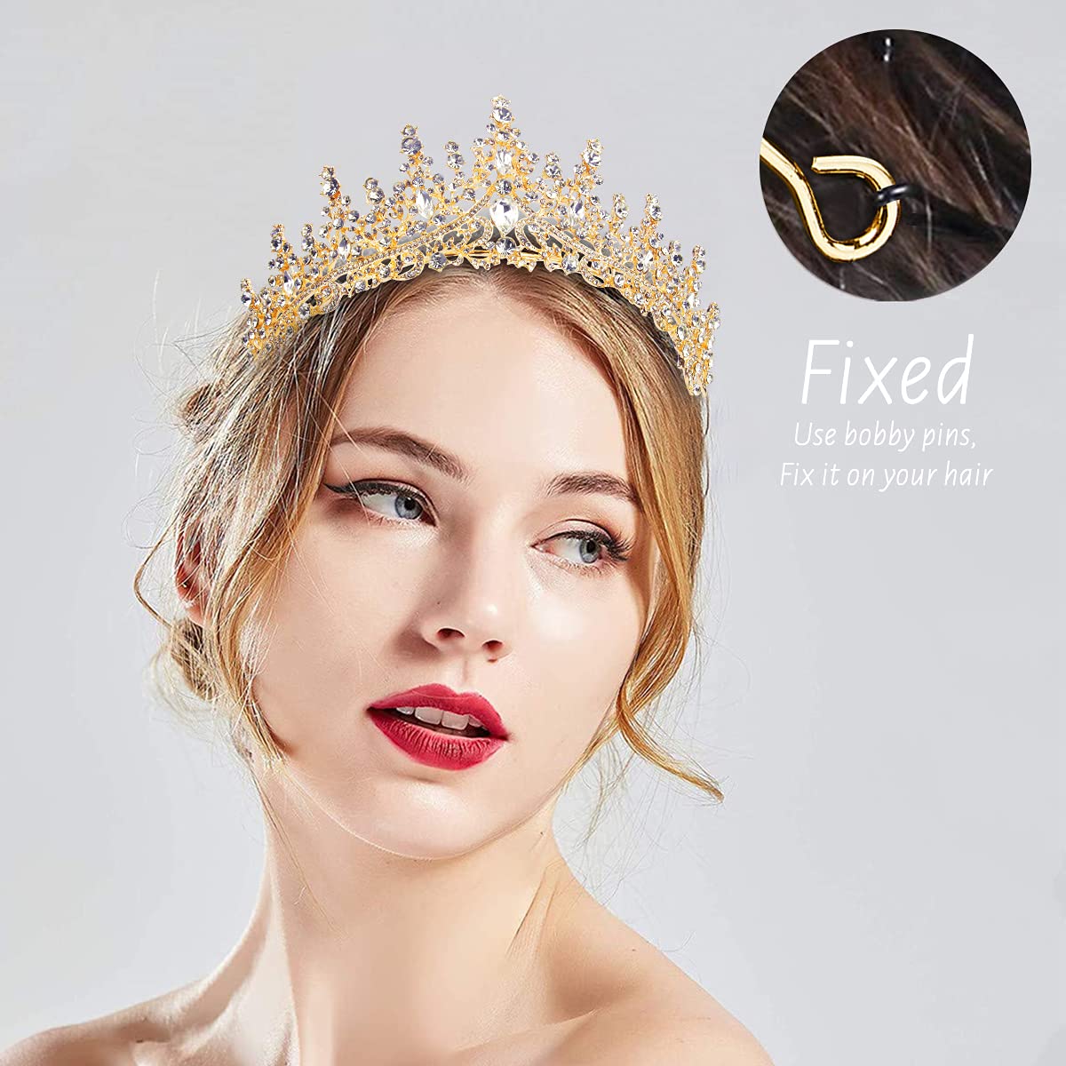 TOBATOBA Silver Wedding Crystal Tiaras and Crowns for Women, Bride Royal Queen Headband Princess Quinceanera Headpieces for Birthday Prom Pageant Party