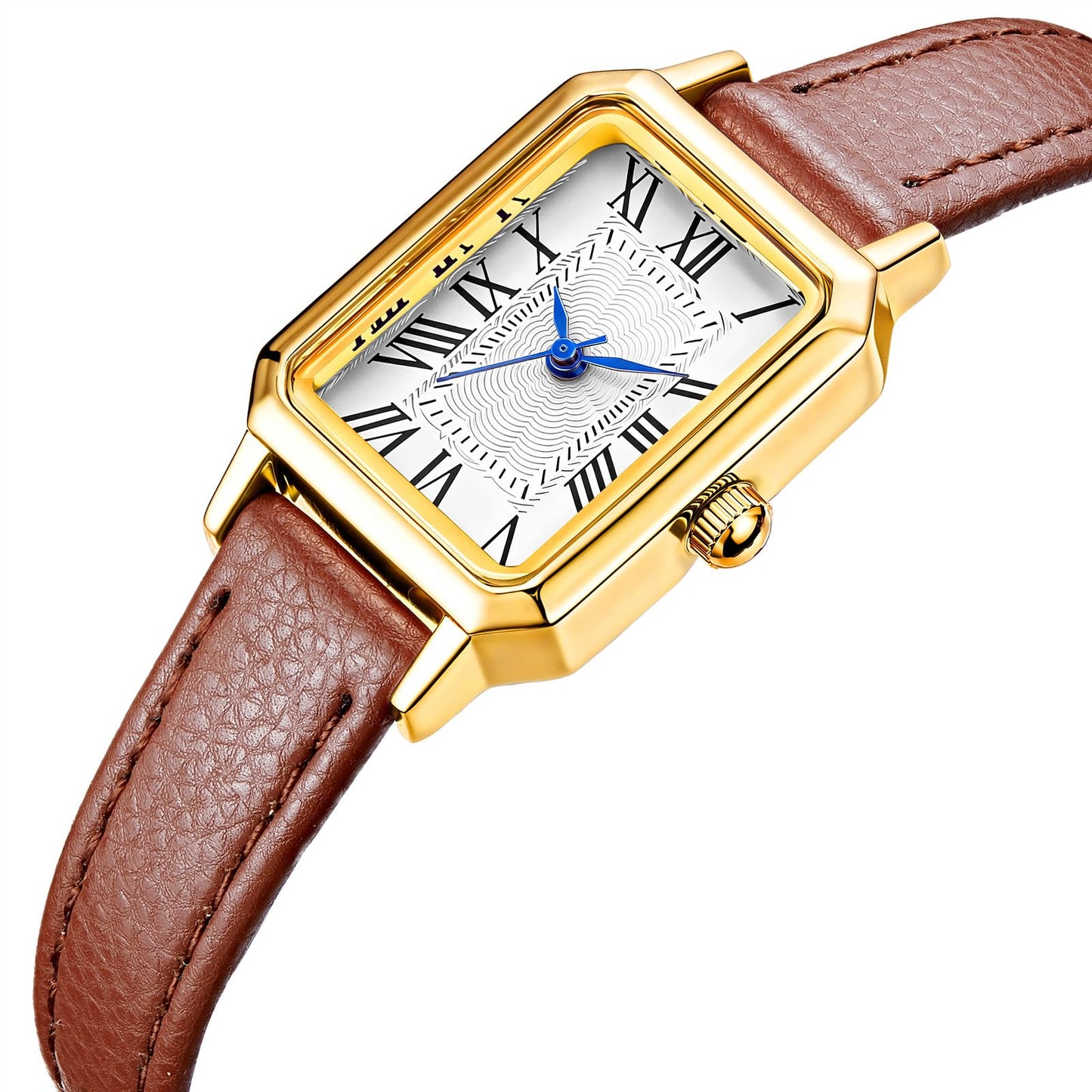 BESTKANG Leather Strap Watches for Women Elegant Dainty Ladies Watch Vintage Rectangle Women Quartz Wrist Watch