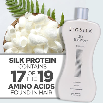BioSilk Silk Therapy Duo Set, Shampoo & Conditioner for Gentle Cleansing, Moisturizing & Shiny Hair, Smooth, Replenished Hair, Sulfate-Free, Paraben-Free, Cruelty-Free, 12 Oz Each (Pack of 2)