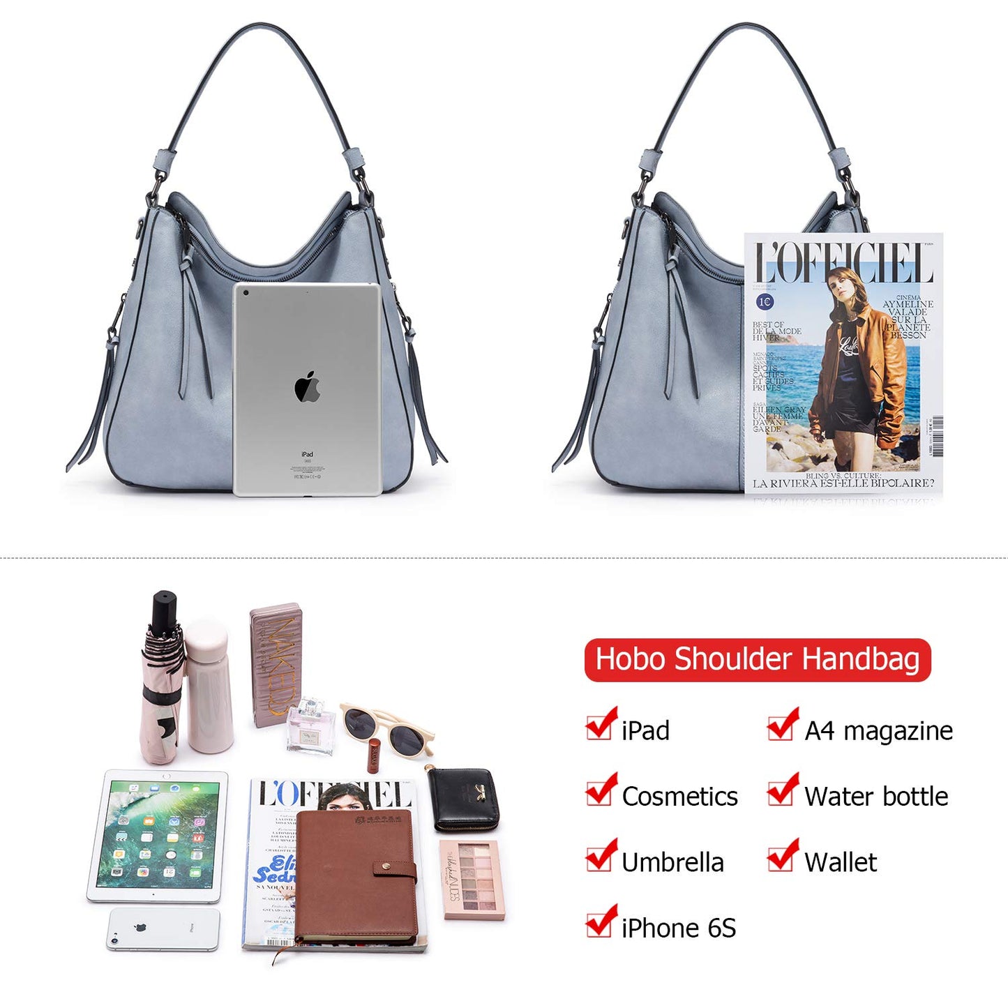 Realer Hobo Crossbody Bags for Women Designer Faux Leather Hobo Handbags Retro Large Size Shoulder Bag Bucket Purse