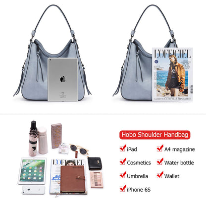 Realer Hobo Crossbody Bags for Women Designer Faux Leather Hobo Handbags Retro Large Size Shoulder Bag Bucket Purse