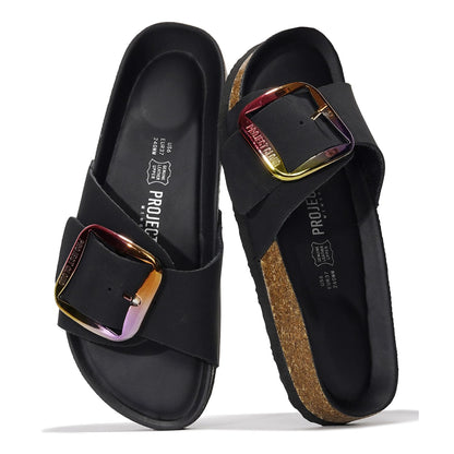 Project Cloud 100% Genuine Leather Sandals Women Dressy Beach Essentials Slides for Women Footwear - Lightweight with Memory Foam Insole Sandals for Women 2026 - Womens Slides
