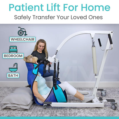 Vive Hydraulic Patient Lift for Home Use with Sling - Portable, Medical Patient Transfer Lift System - Sit to Stand Lift Assist for Elderly - Floor & Fall Elderly Lift - for Car, Wheelchair & Bed