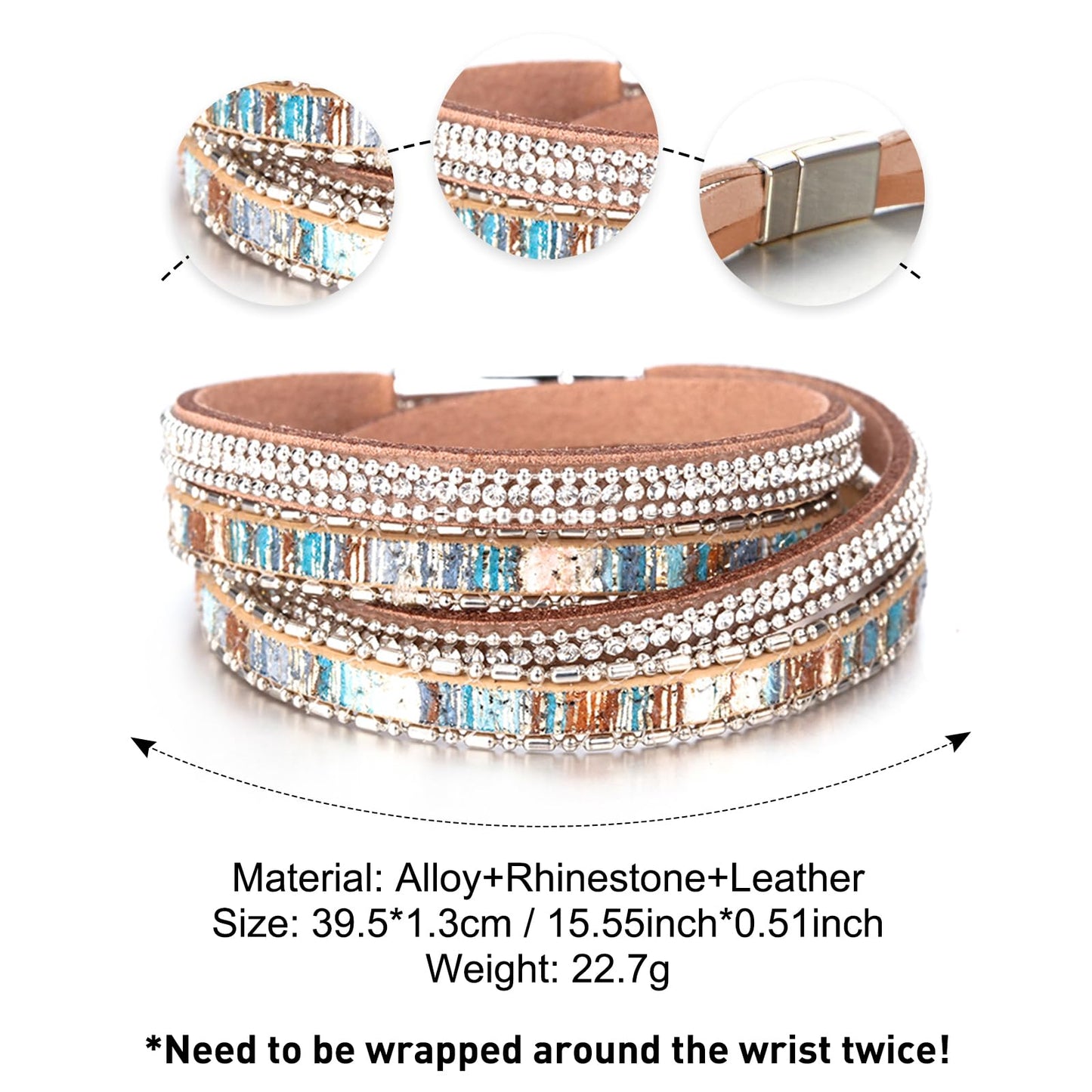 Fesciory Leather Wrap Bracelets for Women, Boho Western Layered Jewelry | Layered leather cuff bracelets, Easy on and off, Boho western style, Daily wear, Gift for women