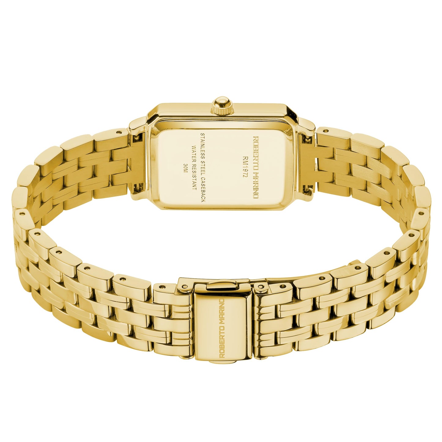 Roberto Marino RM1982 Women’s Luxury Watch Rectangular Gold – Japanese Quartz Movement, Vintage Stainless Steel Design, Silver Dial, Elegant Dress Timepiece, 3ATM Water Resistant – Reloj para Mujer