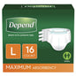 Depend Adult Diapers with Tabs, Incontinence Protection with Tabs, Unisex, Large (35–49" Waist, over 170 lbs), Maximum Absorbency, 48 Count (3 Packs of 16)