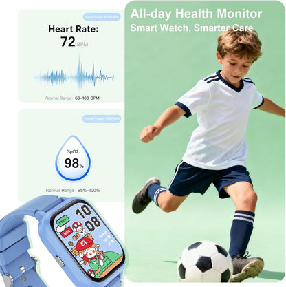 Kids Smart Watch 4-15 Ys, Standalone&APP Dual Use, Bluetooth Call, Kid Gift | 1.8'' IP68 Boys Girls Fitness Tracker, DIY Sports Modes, Heart Rate&Sleep Monitor, 13 Alarms, Weather, Smart Reminder, Games