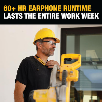 DEWALT Heavy Duty Black Edition 2-in-1 Neckband Bluetooth Headphones w/Built-in Speakers, Jobsite Wearable Speaker & Around Neck, Wireless Headset, 60+ Hrs Hands-Free Music & Calls, Carry Pouch