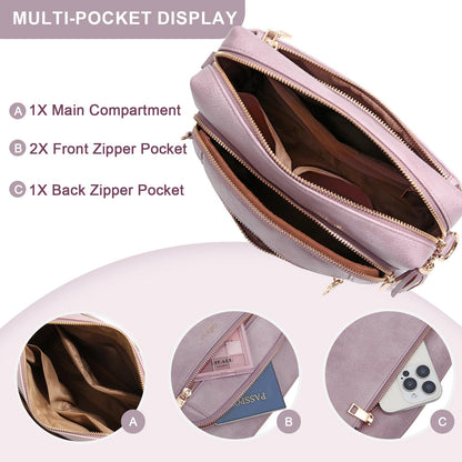Small Leather Crossbody Bags for Women Anti theft Purses and Handbag Shoulder Hangbag with Wide Strap Tassel