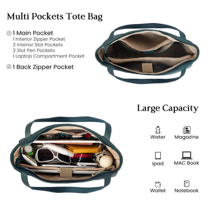 befen Genuine Leather Tote Bag for Women Work, Women's Leather Shoulder Bags Purses Satchel Handbags with Laptop Compartment