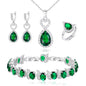 BriLove Wedding Jewelry Set for Women Bride Bridesmaid | Gorgeous Cubic Zirconia Teardrop Necklace Earrings Bracelet Adjustable Ring Jewelry Gift for Birthday/Anniversary
