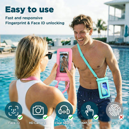 CACOE Floatable Waterproof Phone Pouch 2 Pack Up to 9.0", Black+Green | Floatable, IPX8 Waterproof Phone Case,Adjustable Lanyard,Dry Bags for Beach/Cruise/Travel/Camping/Kayak/Vacation Essentials