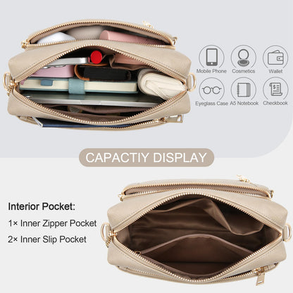 Small Leather Crossbody Bags for Women Anti theft Purses and Handbag Shoulder Hangbag with Wide Strap Tassel