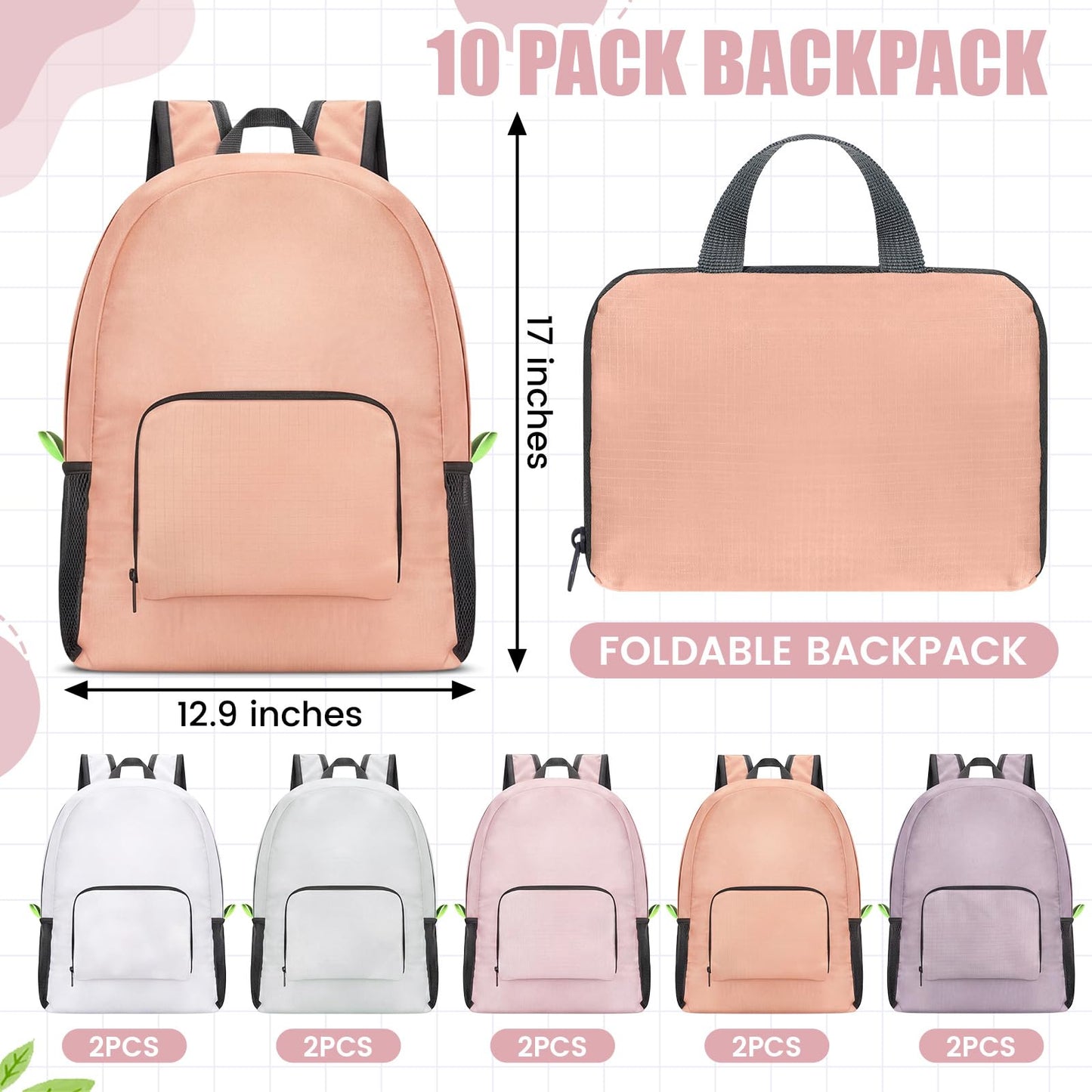 Jexine 10 Pcs Backpacks in Bulk 16.5 Inches Back Pack Basic Backpack for Adult Lightweight Outdoor Travel Book Bags(Sunny Pastel)
