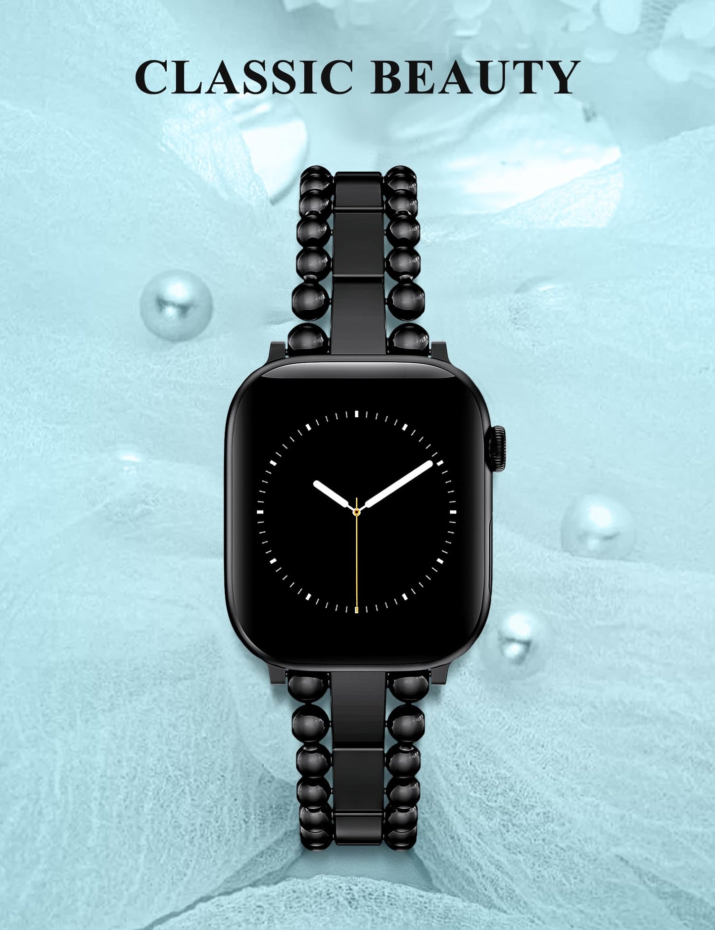 TOYOUTHS Beaded Bracelet Compatible with Apple Watch Bands 38/40/41/42/44/45/46/49mm Women, Dressy Fancy Stainless Steel Metal Elegant Jewelry Strap for iWatch Series 11 10 9 8 7 6 5 4 Ultra/SE 3 2 1
