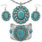 Shop LC Howlite Western Jewelry Set for Women Boho Cowgirl | 3-Piece Necklace Bracelet Earrings, Turquoise-Inspired, Chunky Statement, Southwestern