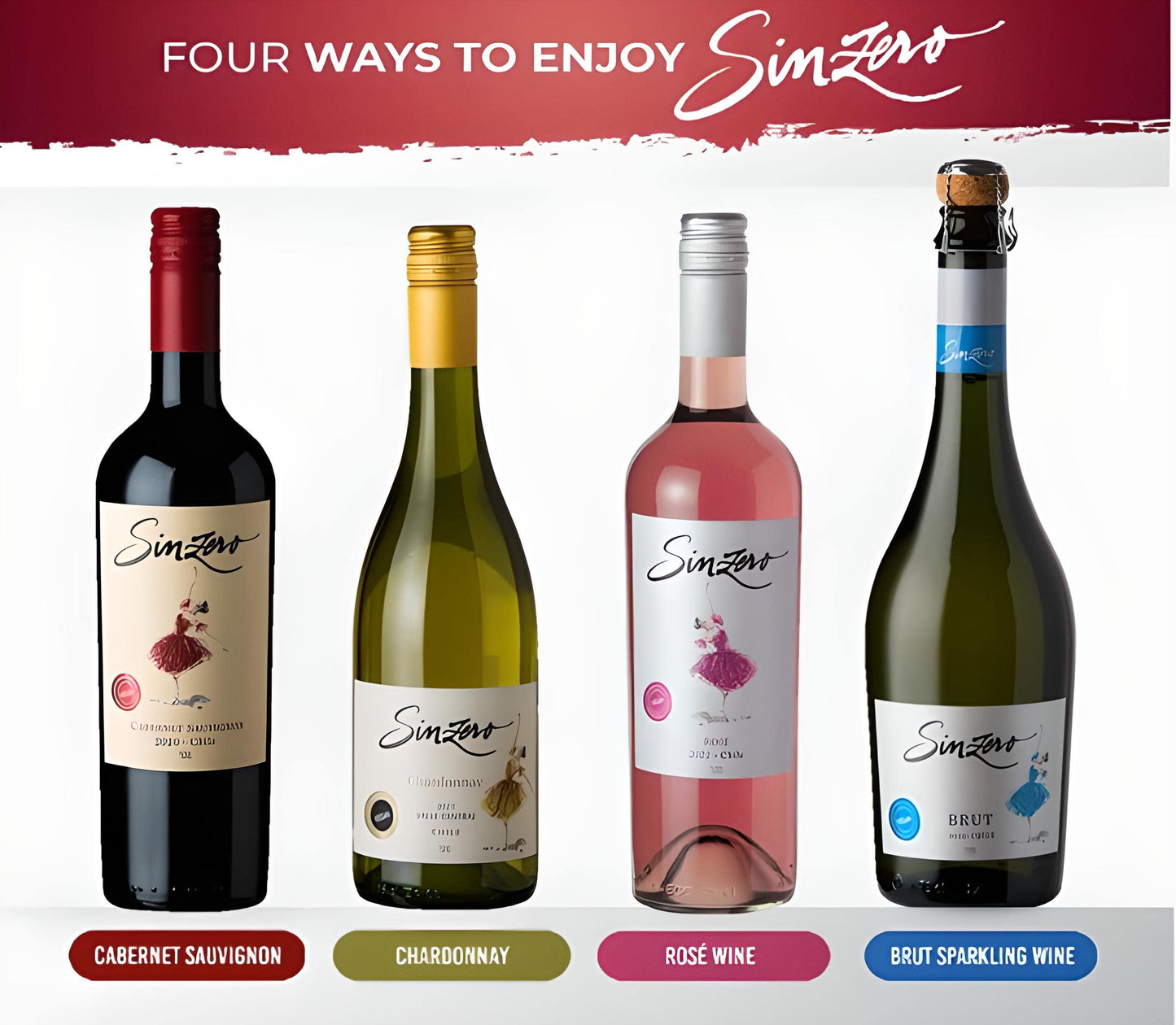 SINZERO - Cabernet Sauvignon - 750 ml 6 Pack - Non-alcoholic red wine - Aged in French oak for smooth rich flavor - Low calories, vegan friendly - Made in Chile