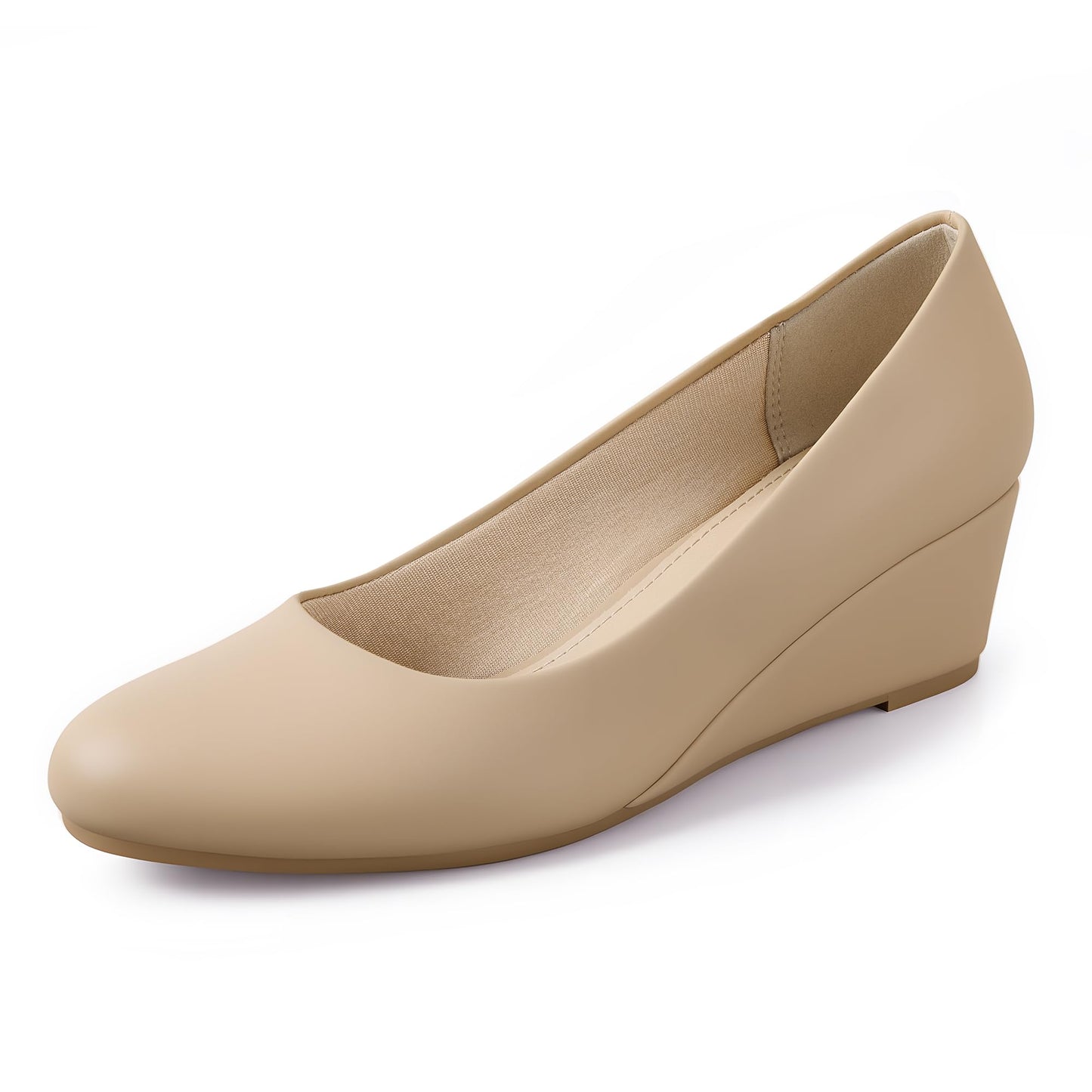 Ankis Black Nude Silver Gold Wedges for Women, Low Heel Women's Wedge Comfortable Closed Toe Women Pumps Dress Shoes -2Inch