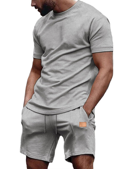 JMIERR Men's 2 Piece Outfit Anti-wrinkle T Shirts and Shorts Summer Beach Vacation Lounge Workout Pajamas Short Sleeve Sets