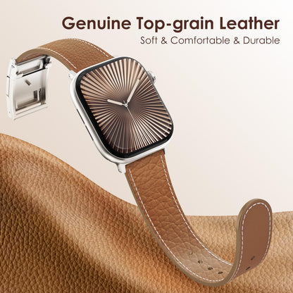 Leather Magnetic Watch Band Compatible with Apple Watch Ultra Band 49mm 46mm 45mm 44mm 42mm 41mm 40mm 38mm Replacement Strap for Women Men iWatch Ultra 3/2/1/SE3/Series 11/10/9/8/7/6/5/4/3/2/1