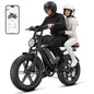 Electric Bike for Adults, Peak 1500W Motor Retro E Bike, Range 65/120Miles, 48V 15Ah Removable Battery, 20"x4" Fat Tires, Full Suspension, APP Control, Off-Road Ebike for City Commuting