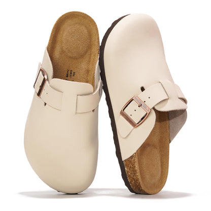 Project Cloud 100% Genuine Leather Footbed Clogs for Women - Memory Foam Arch Support Slippers for Women - Trendy Slip-ons Women's Mules & Clogs Sandals
