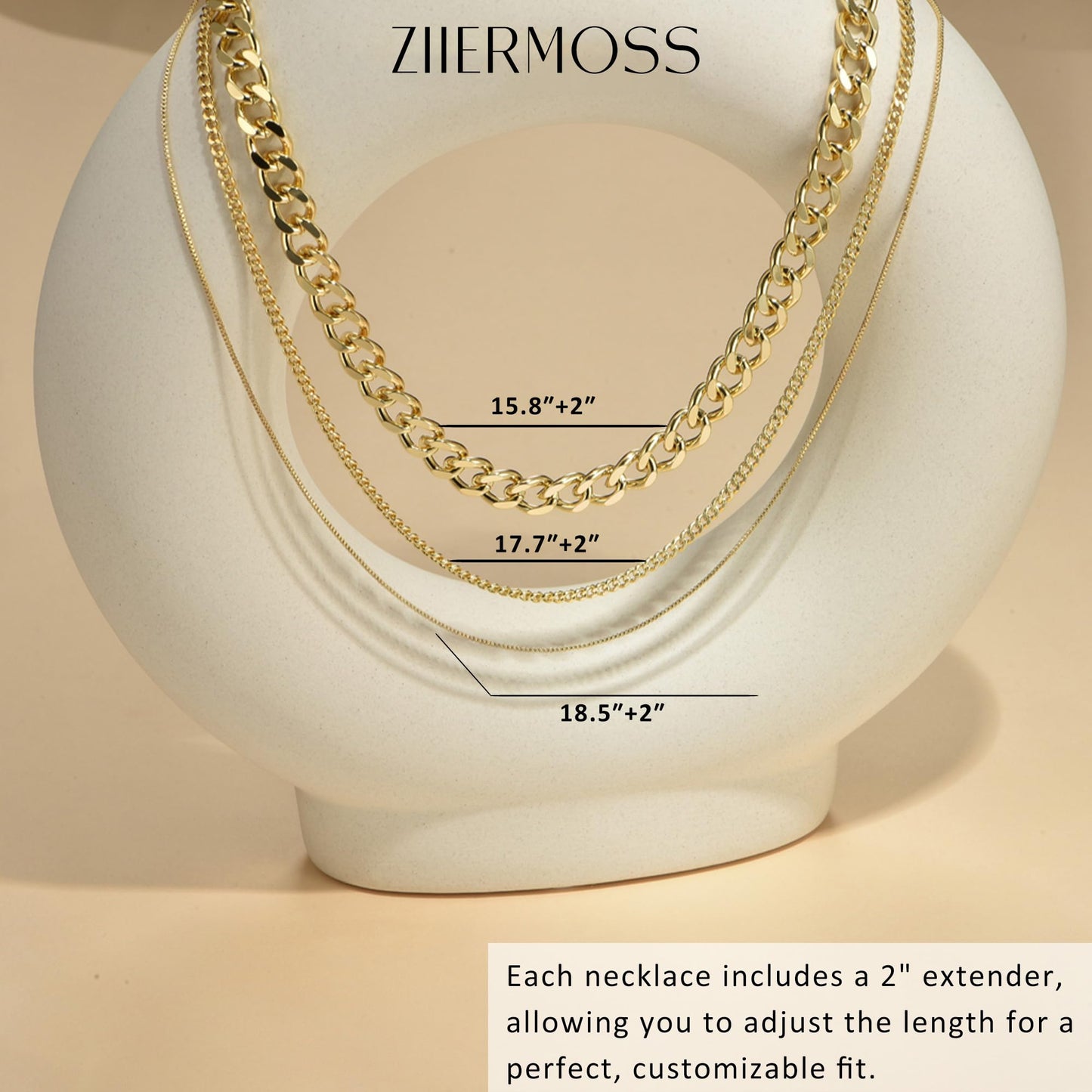 3PCS Gold Necklaces for Women,Chunky Statement Gold Plated Necklace Stack Layered Sterling Silver Herringbone Chains for Women Dainty Trendy Silver Chains Stacked Jewelry Gifts