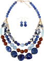Bohemian style Multi -color Exaggerated bead Three floors necklace for Women's and girls gifts