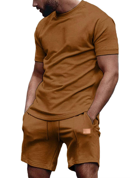 JMIERR Men's 2 Piece Outfit Anti-wrinkle T Shirts and Shorts Summer Beach Vacation Lounge Workout Pajamas Short Sleeve Sets