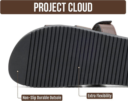 Project Cloud 100% Genuine Leather Sandals for Women Footwear - Stylish Womens Sandals with Plush & Soft Insole - Non-Slip and Water-Resistant Beach Sandals Slides for Women (Mayvy)