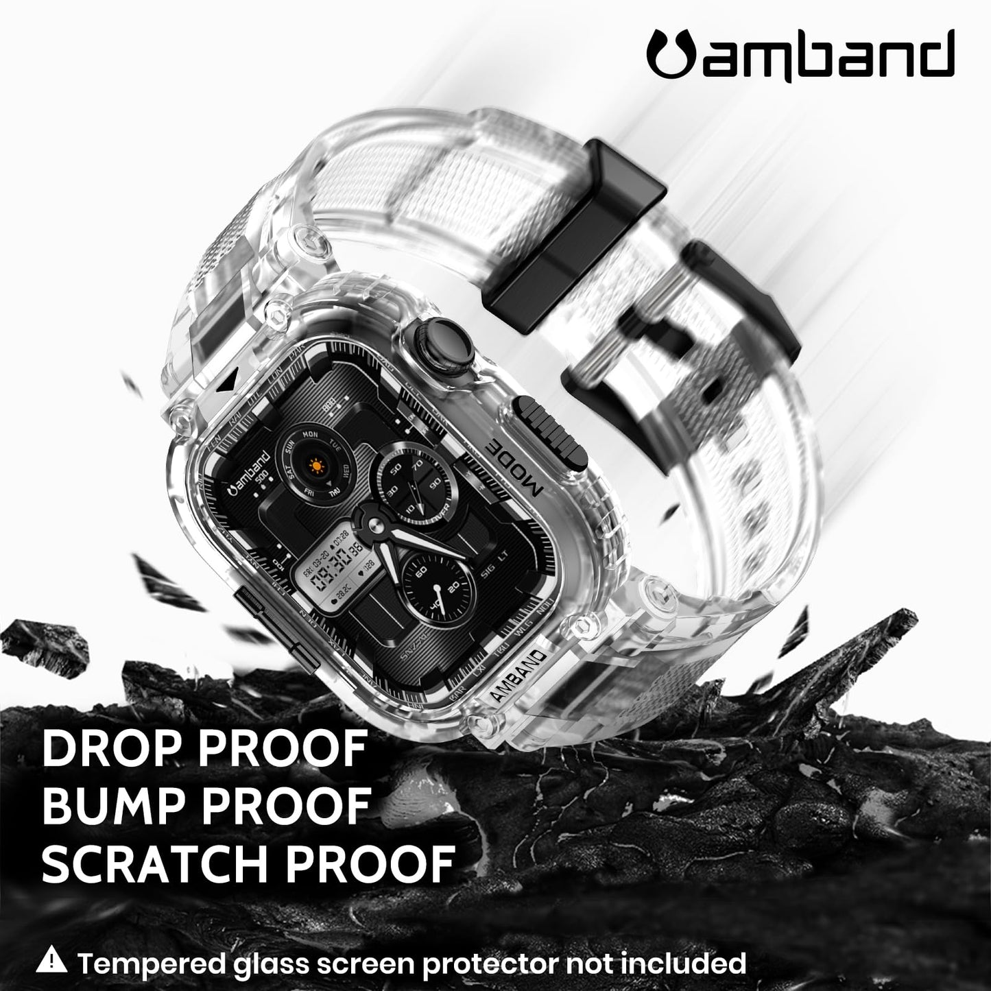 amBand Bands Compatible with Apple Watch 9/8/7 45mm, M1 Sport Series Rugged Case Protective Cover for iWatch 6/SE (3/2/1)/5/4/3 44mm Men Green