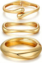 Chunky Gold Bangle Bracelets for Women Trendy 14K Gold Plated Cuff Bracelets Stack, Dainty Gold Bracelet Sets Non Tarnish Fashion Jewelry Gift