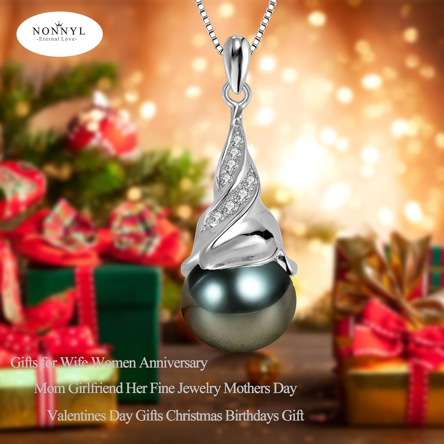 NONNYL Gifts for Women Wife Pearl-Necklace-Gift for Wife Wedding Birthday Anniversary Jewelry-Mom Girlfriend Her Mothers Day Gifts for Mom Women Valentines Day Christmas Day Gifts