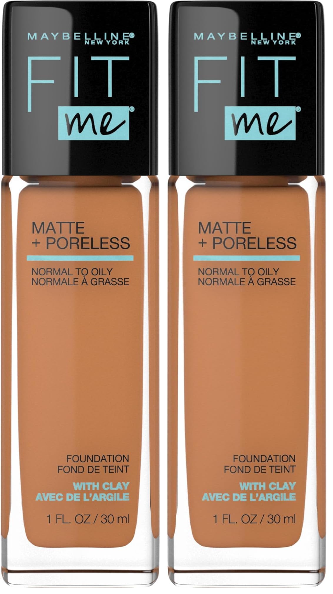 Maybelline Fit Me Matte + Poreless Liquid Oil-Free Foundation Makeup, Mocha, 1 Count (Packaging May Vary)