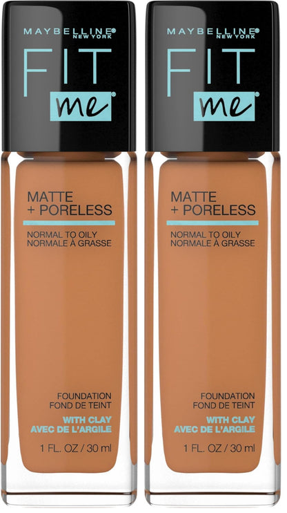 Maybelline Fit Me Matte + Poreless Liquid Oil-Free Foundation Makeup, Mocha, 1 Count (Packaging May Vary)