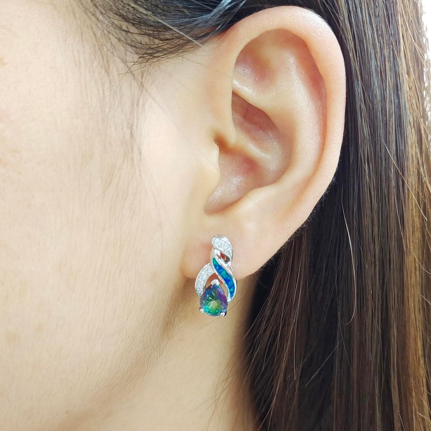 Jewelry Sets Australian Created Opal Necklace Earrings Jewelry for Mom