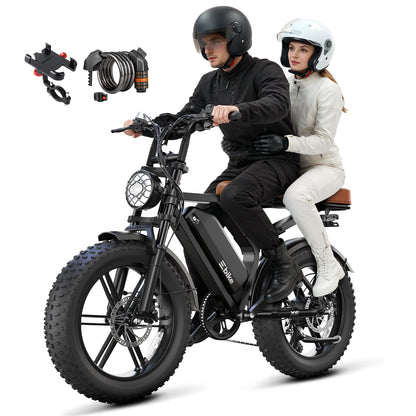 Electric Bike for Adults, Peak 1500W Motor Retro E Bike, Range 65/120Miles, 48V 15Ah Removable Battery, 20"x4" Fat Tires, Full Suspension, APP Control, Off-Road Ebike for City Commuting
