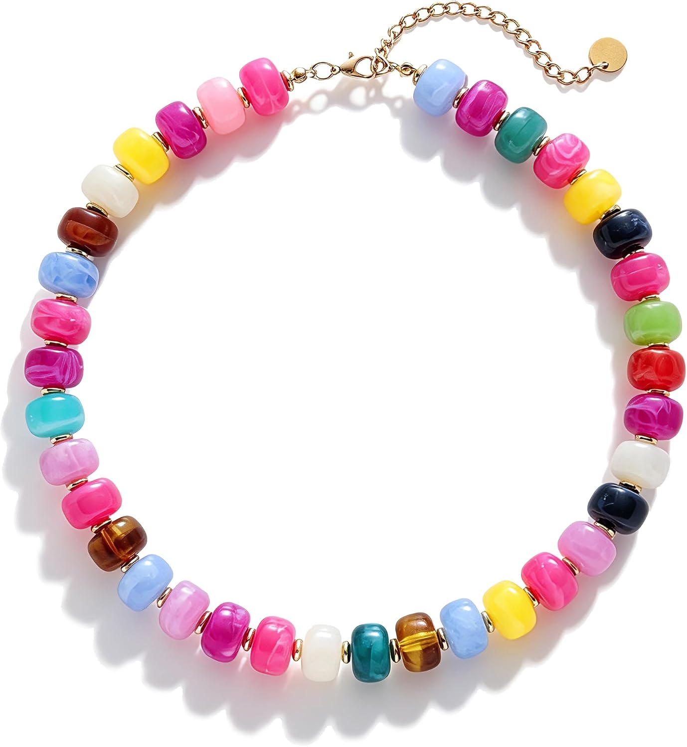Chunky Beaded Choker Necklace for Women Summer Beach Acrylic Beads Necklaces Trendy Boho Statement Colorful Necklace Jewelry Accessories