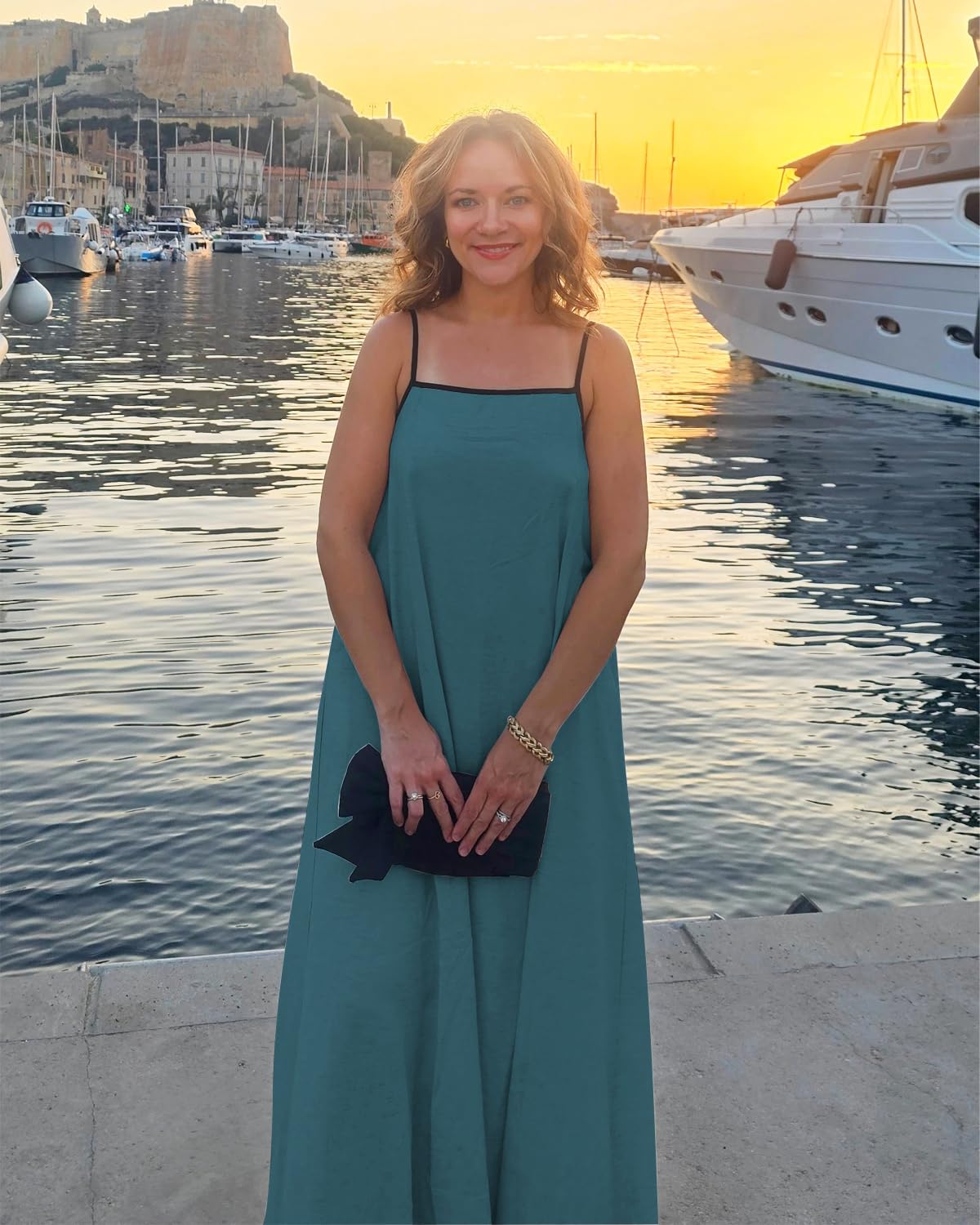 Shy Velvet Women's 2026 Summer Linen Maxi Dress Contrast Spaghetti Strap Dress Backless Casual Party Beach Dresses