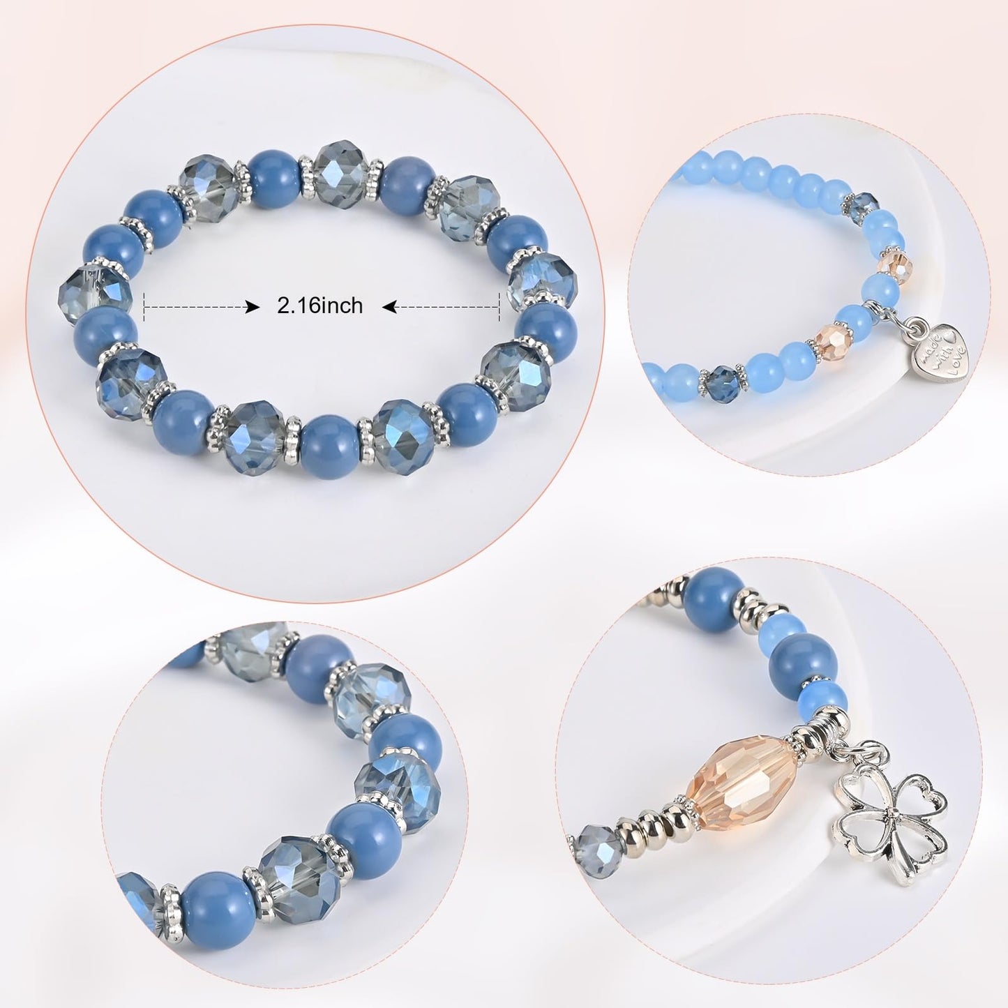 Bohemian Bracelet Sets for Women - 6 Sets Stackable Stretch Bracelets Multi-color Boho Jewelry for Women Hippie Bracelets Dainty Jewelry