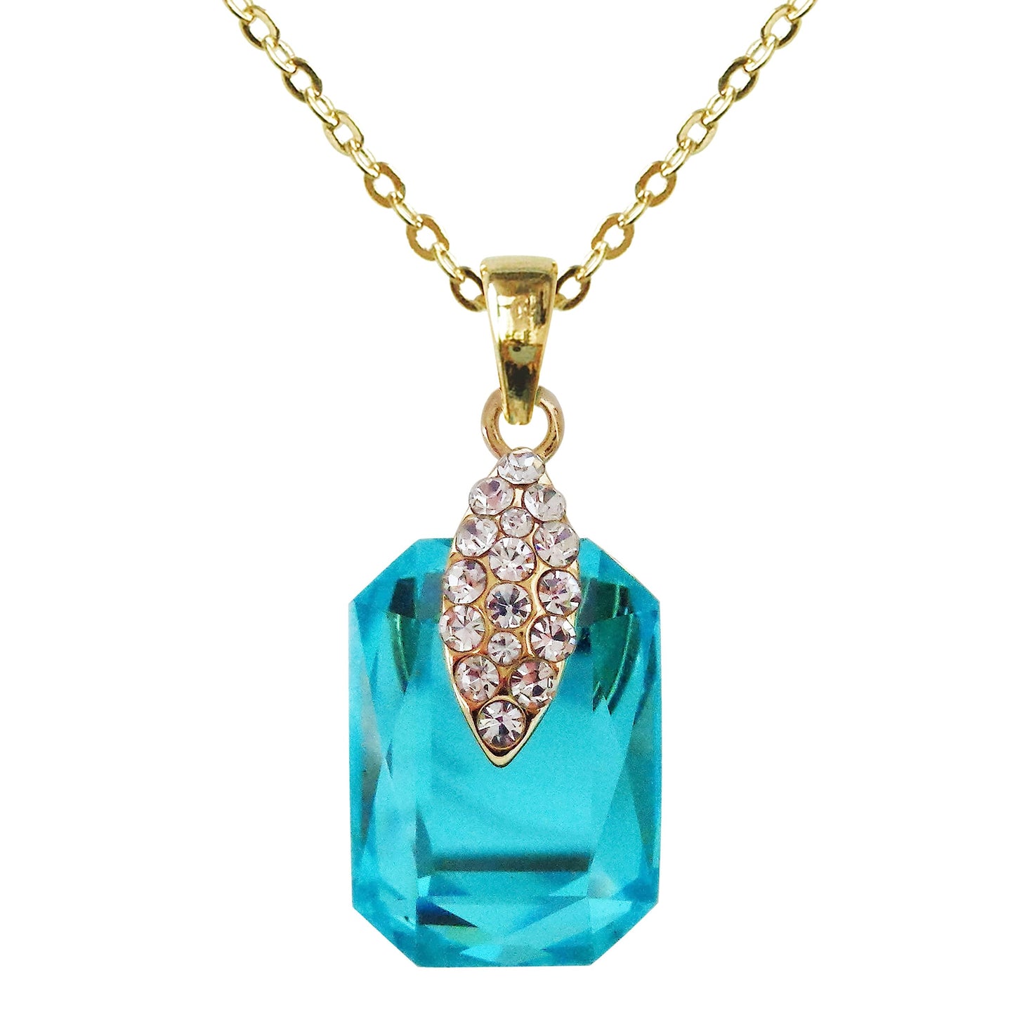 Navachi 18k Gold Plated Crystal Multicolor Square Shape Zircon Dangle Earrings And Neckalce Pendant Az4020-1 Jewelry set
